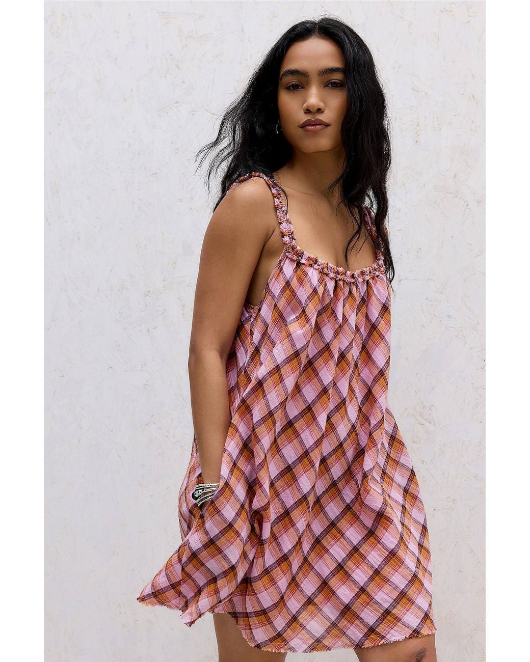 BDG Red Madras Check Mini Dress