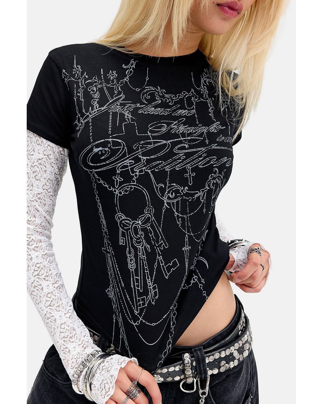 Minga Black Perdition Double-layer Baby Tee