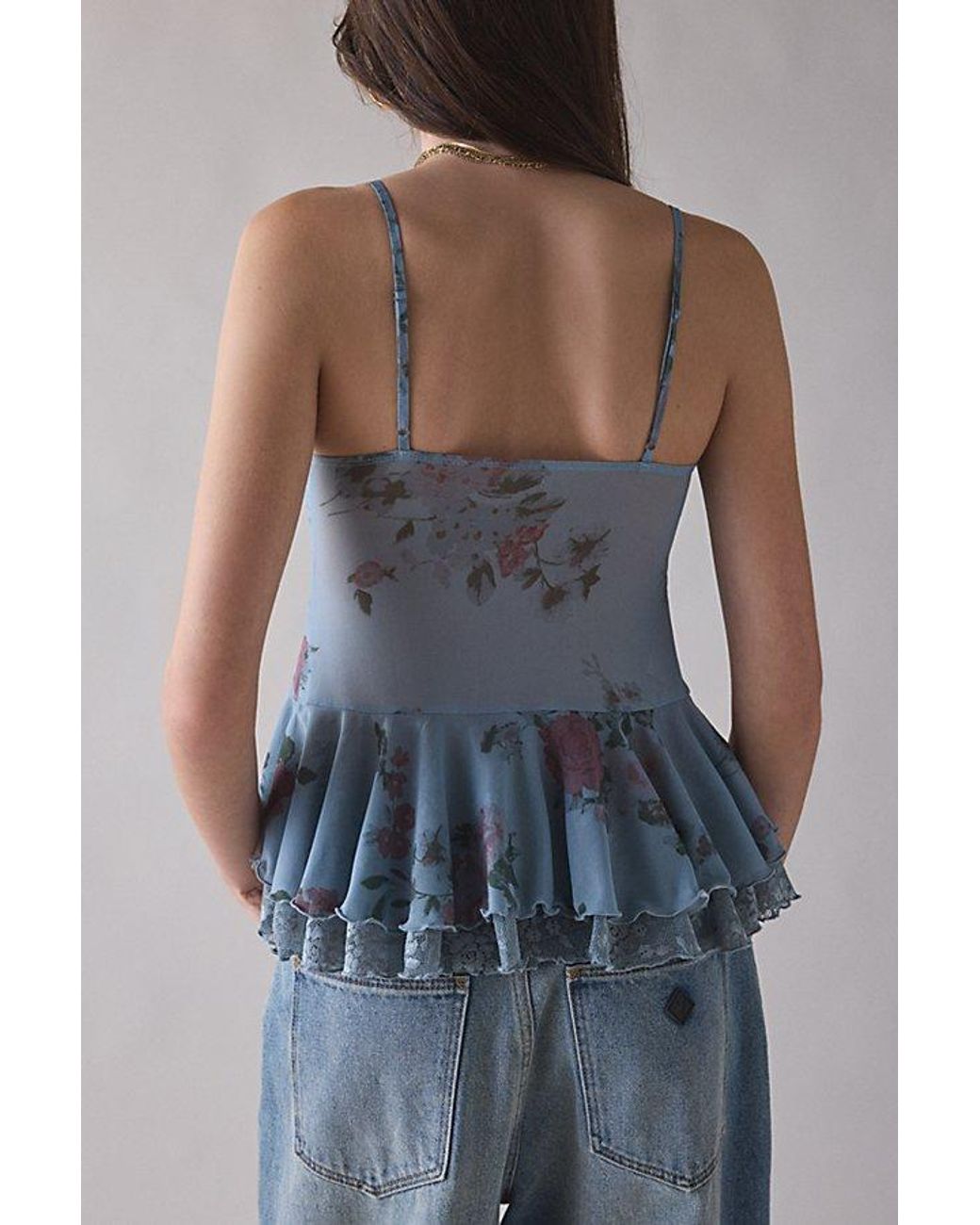 Ruffle Roulet Kimchi Blue Ella Flyaway Ruffle Lace Trim Cami in Blue | Lyst