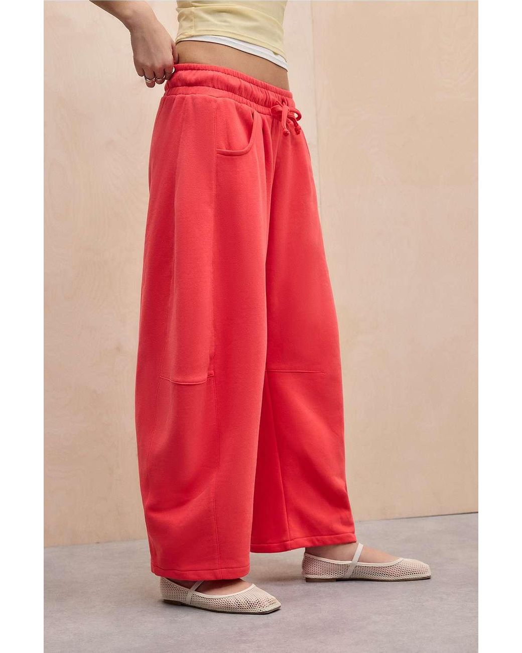 Out From Under Red Essential Barrel Leg Joggers