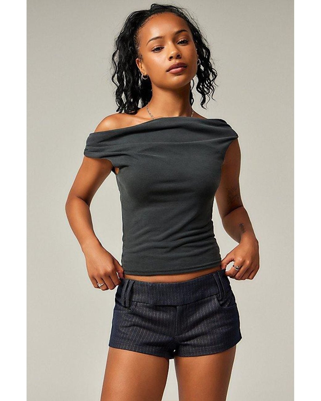 Silence + Noise Miranda Tailored Micro Short in Black | Lyst