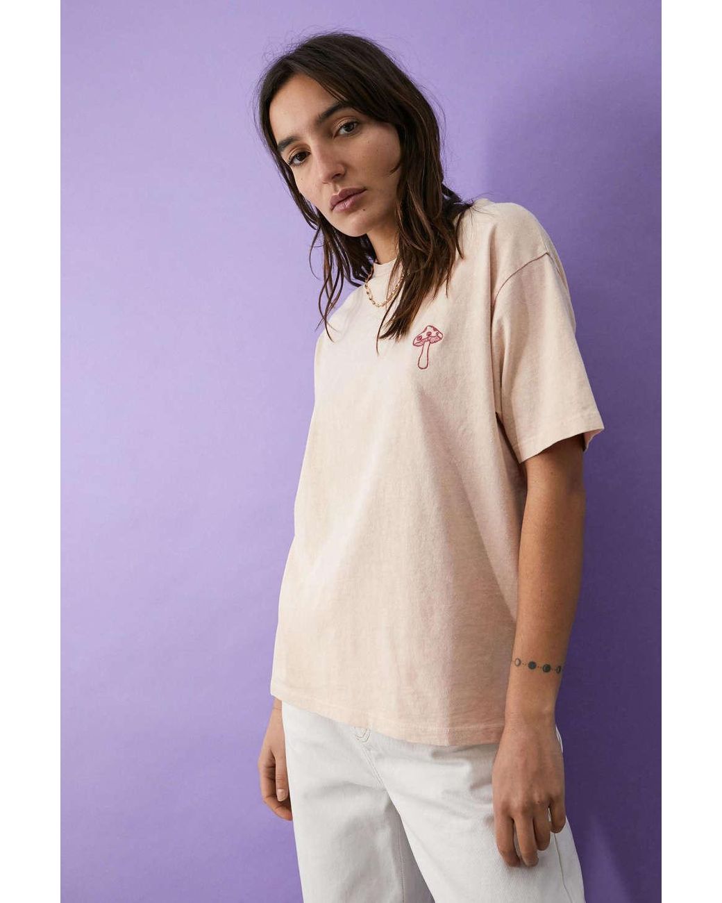 Urban Outfitters Cotton Uo Washed Sunshine Boyfriend Tee in Pink - Lyst