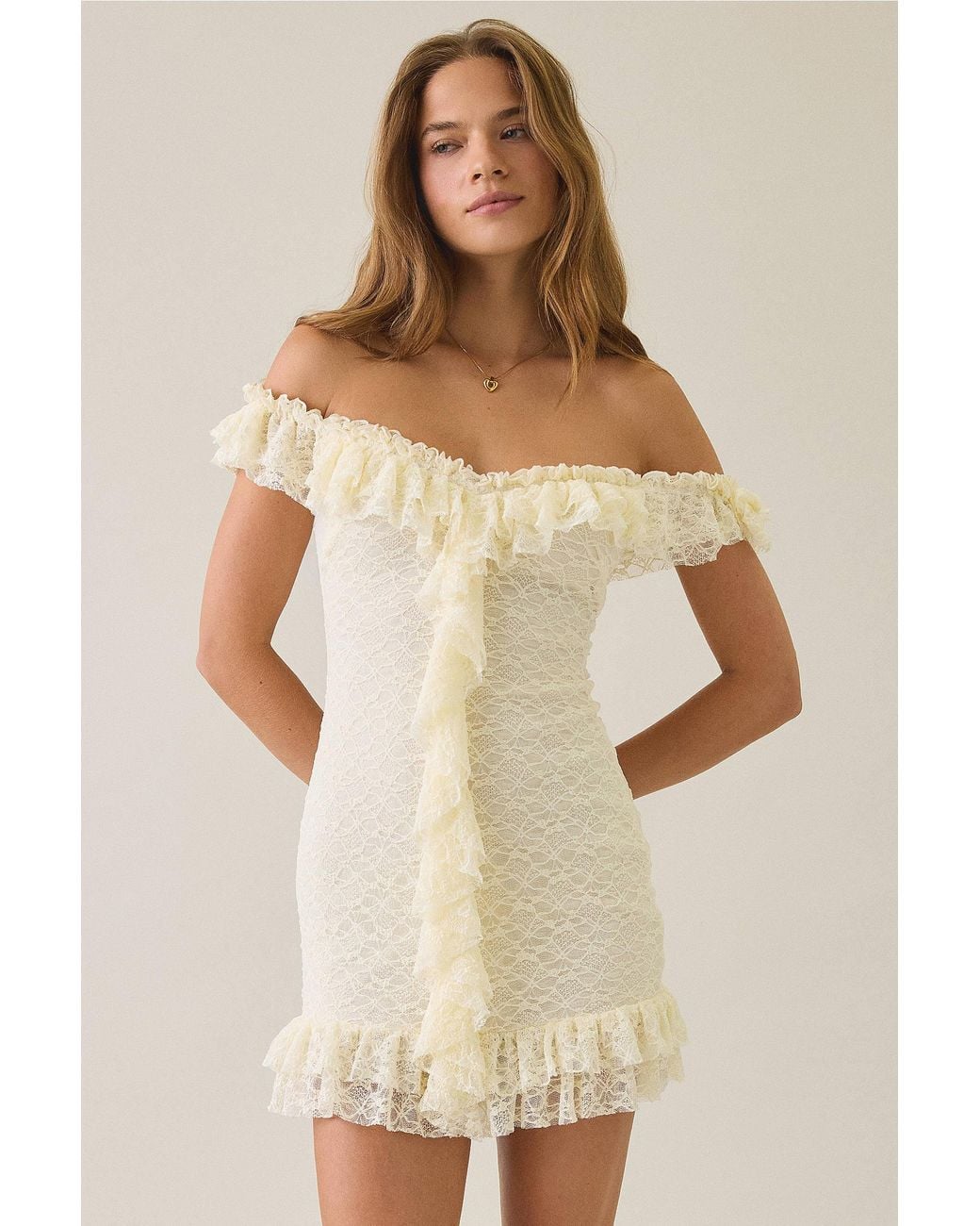 Kimchi Blue Natural Feels Right Lace Mini Dress