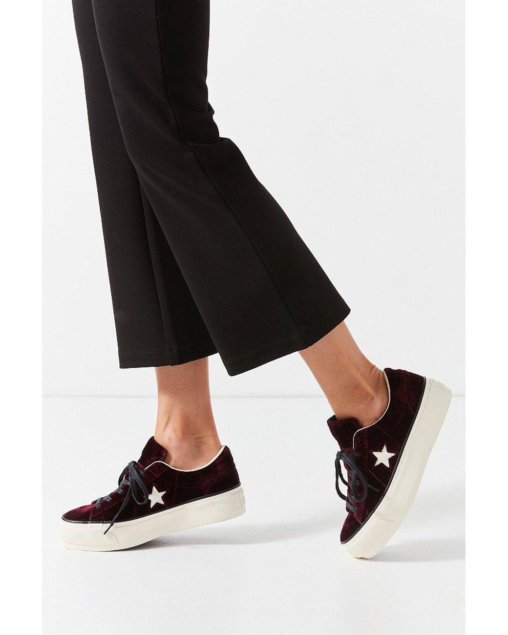 Converse one star velvet top platform low top sneaker