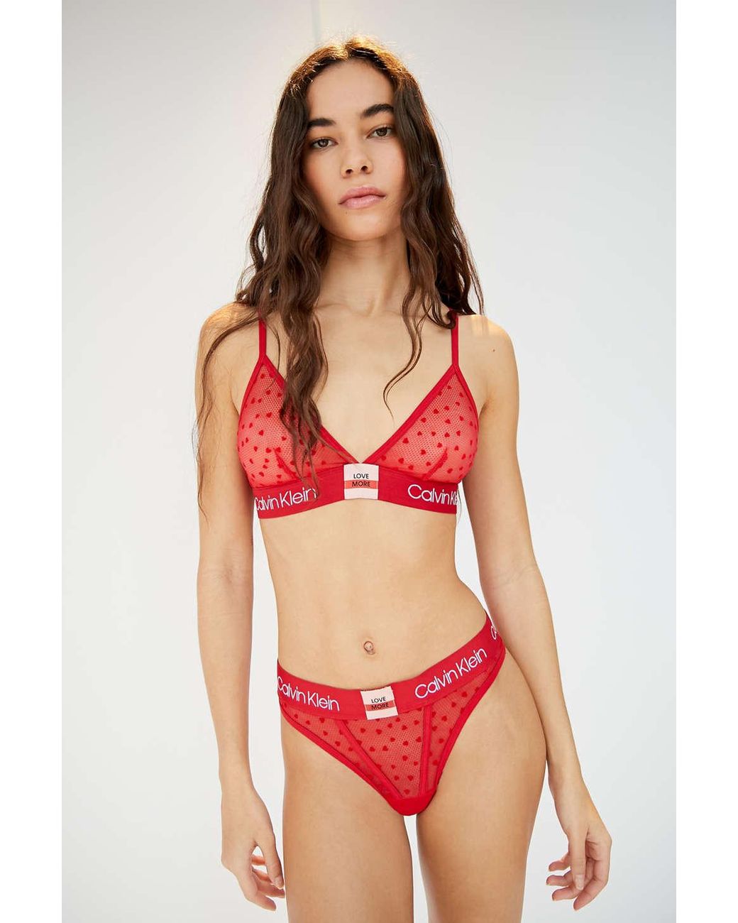 Calvin Klein Uo Exclusive Mesh Heart Bralette in Red | Lyst