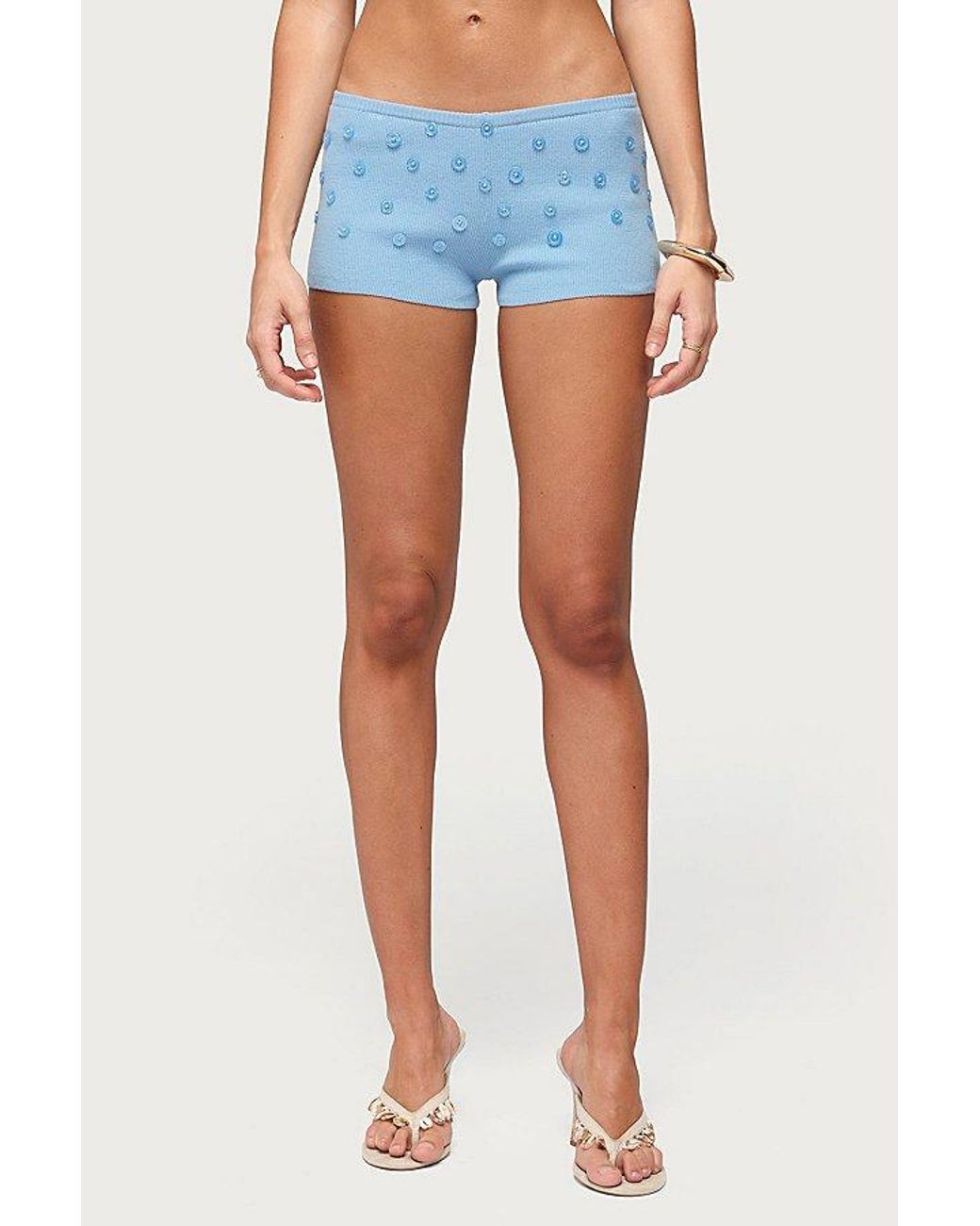 Edikted Blue Nataly Button Knit Shorts