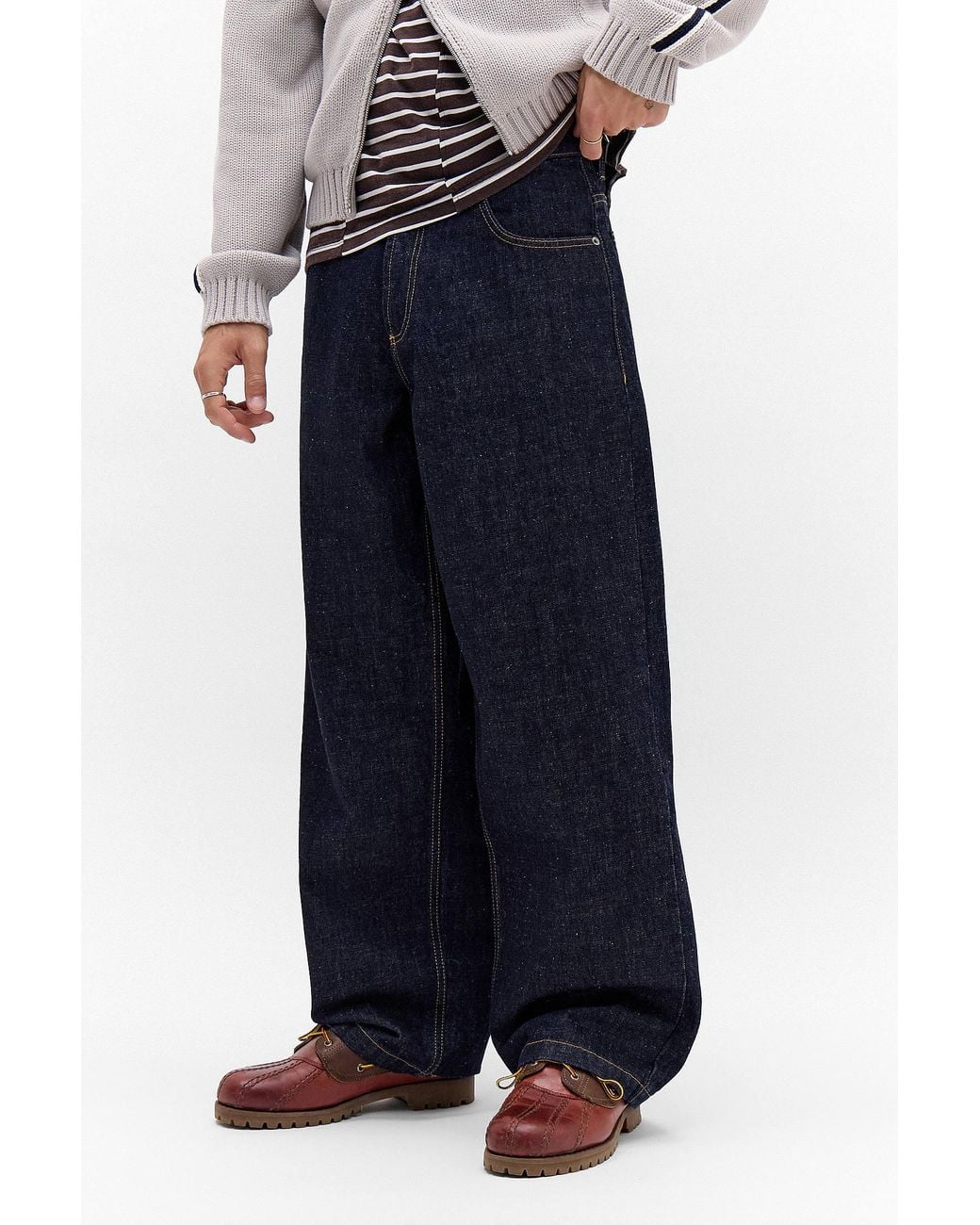 Temp Blue Uo Exclusive Finn Raw Twin Fin Jeans for men