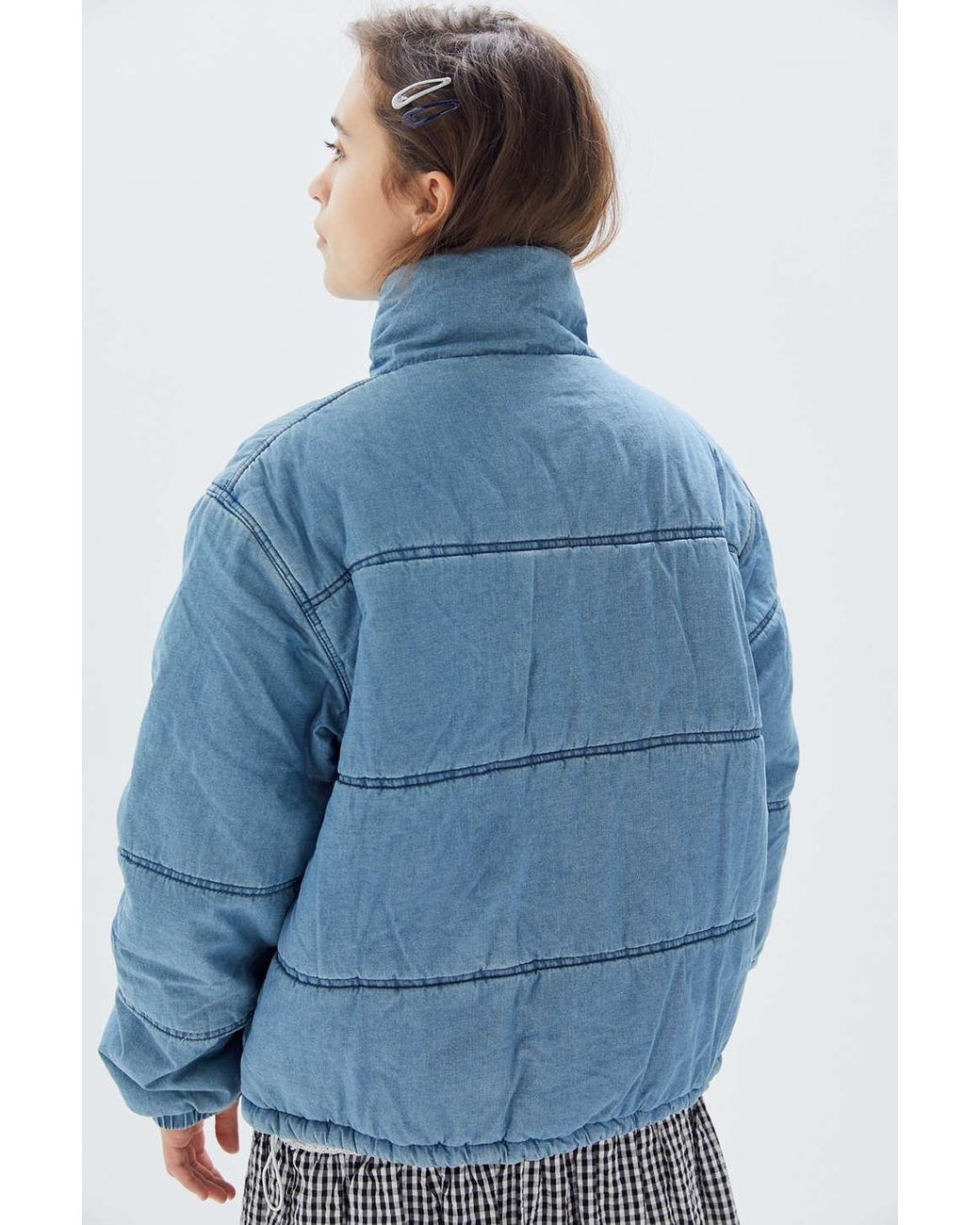 Urban Outfitters Uo Jordan Denim Puffer Jacket in Blue | Lyst