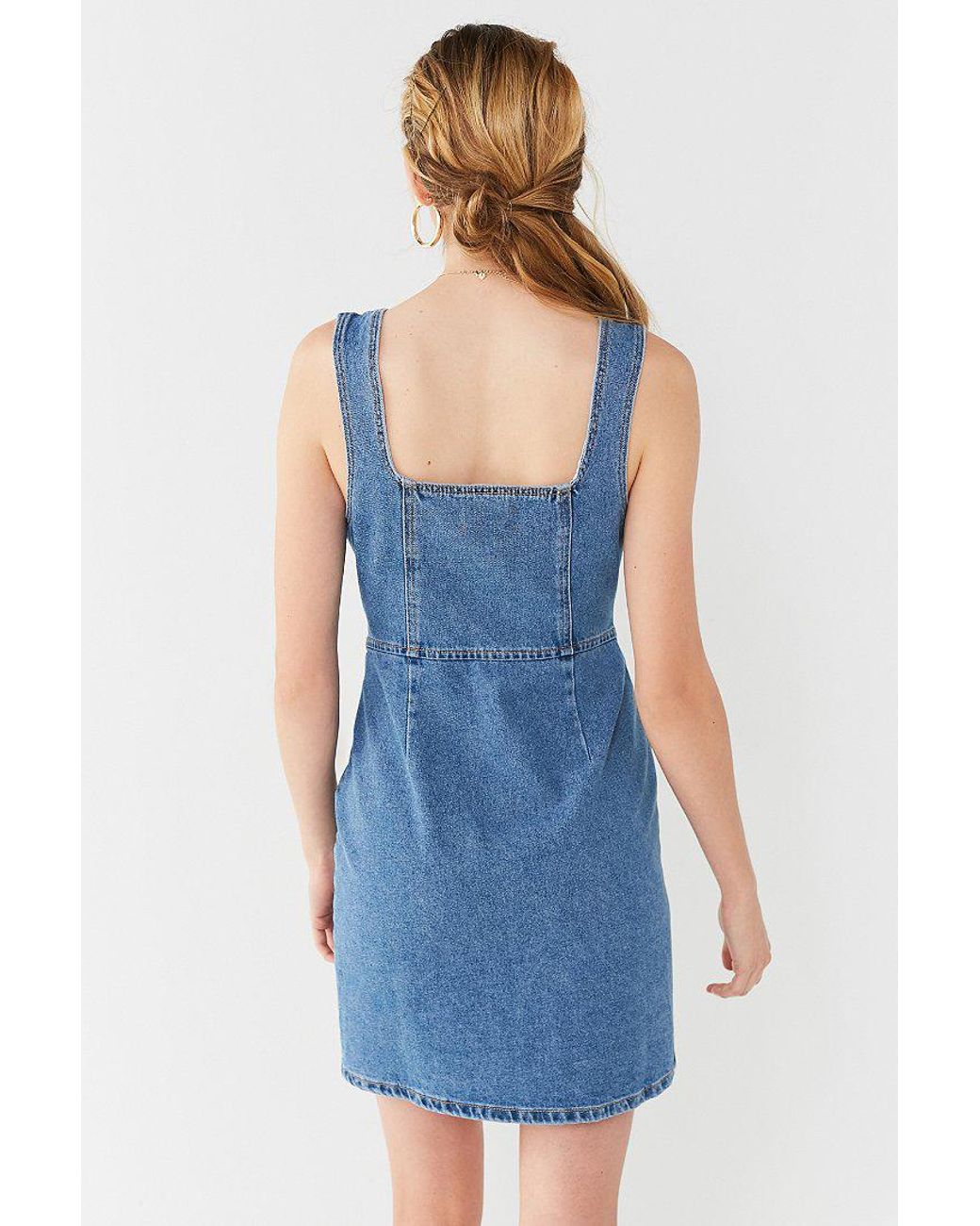 Urban Outfitters Uo Button-down Denim Mini Dress in Blue | Lyst