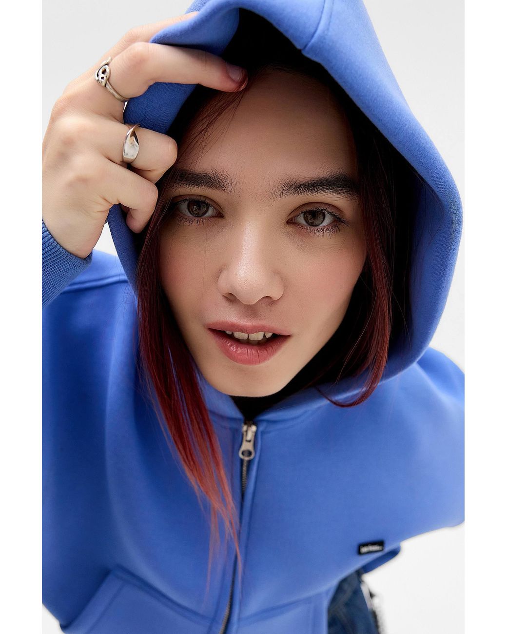 iets frans Blue Scuba Crop Zip-through Hoodie