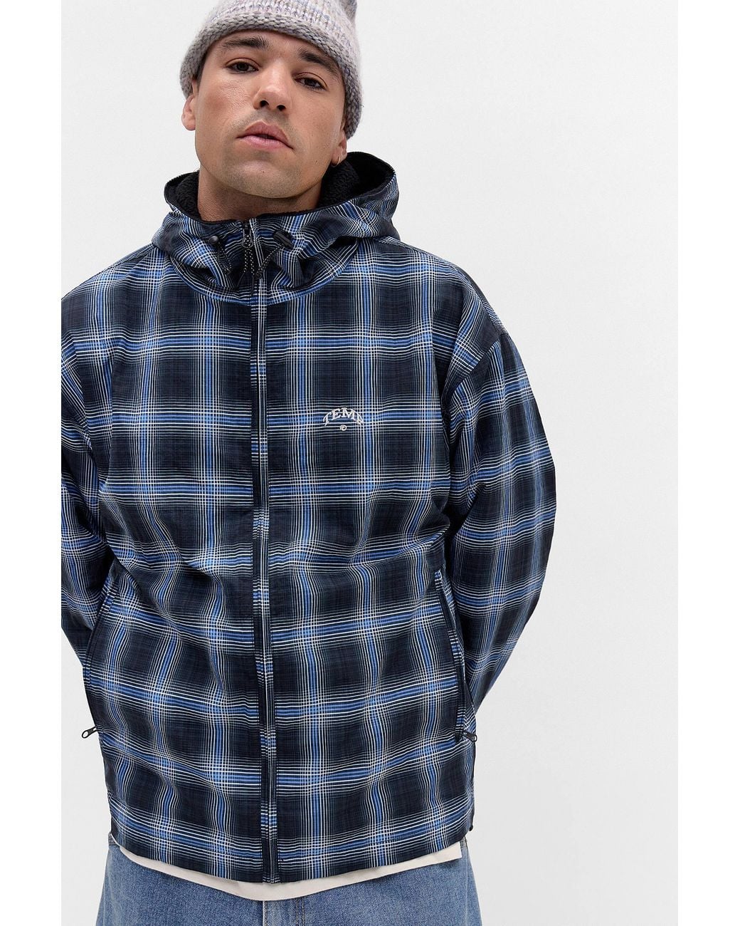 Temp Blue Uo Exclusive Shadow Windbreaker Jacket Small At Urban Outfitters for men