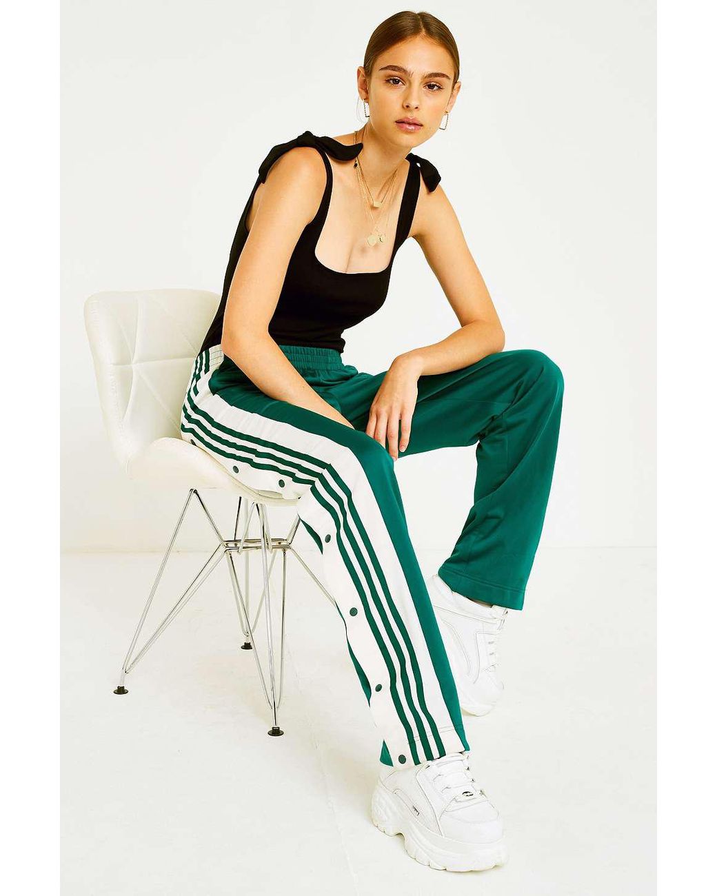 adidas Originals Adibreak 3-stripe Green Popper Track Pants | Lyst UK