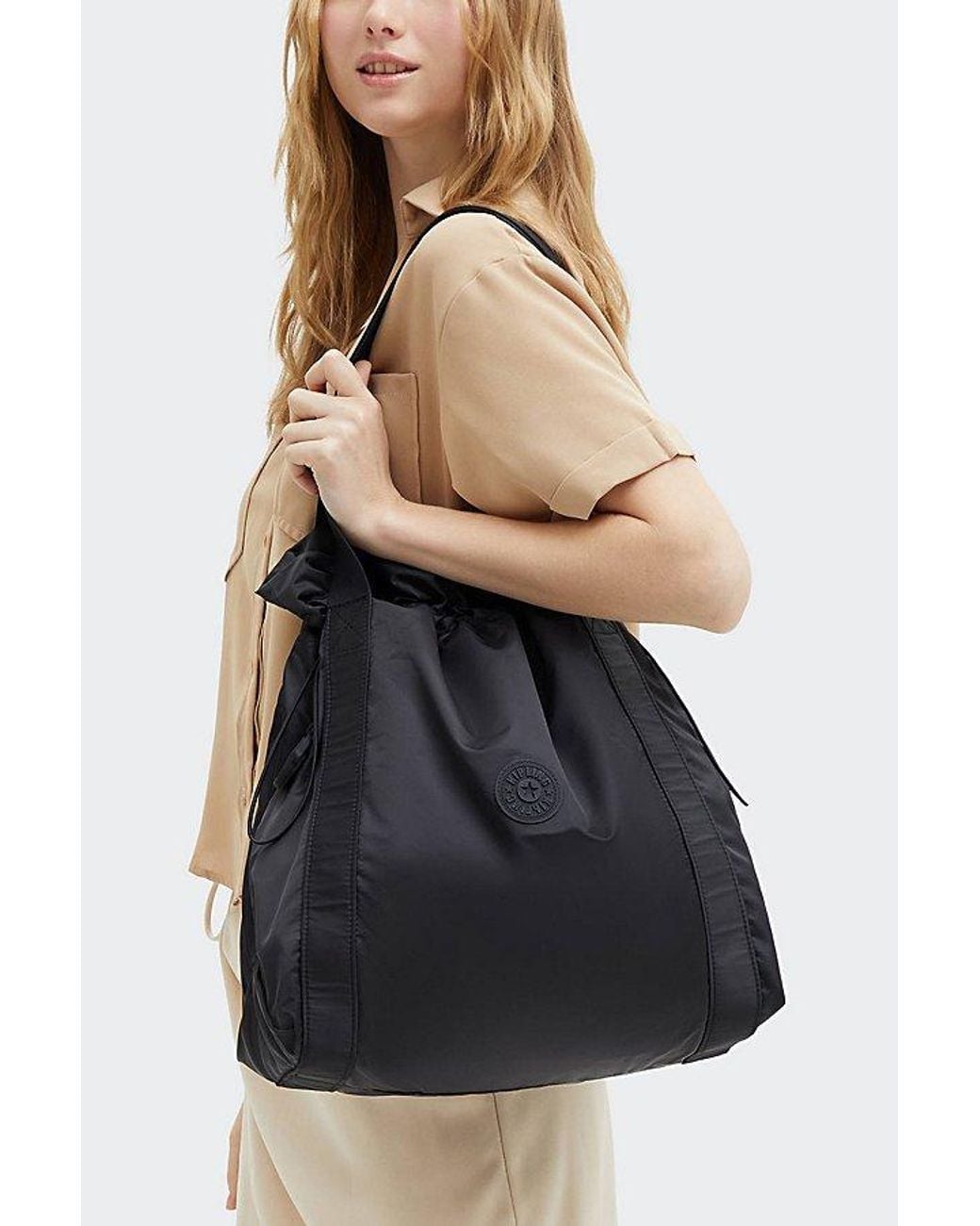Kipling Black Elmar Nylon Cinched Tote Bag