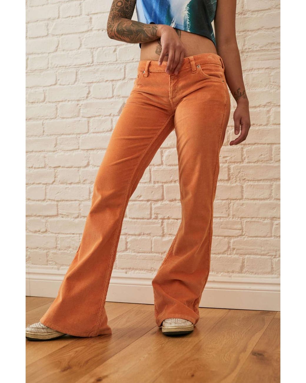 BDG Orange Floral Corduroy Jeans
