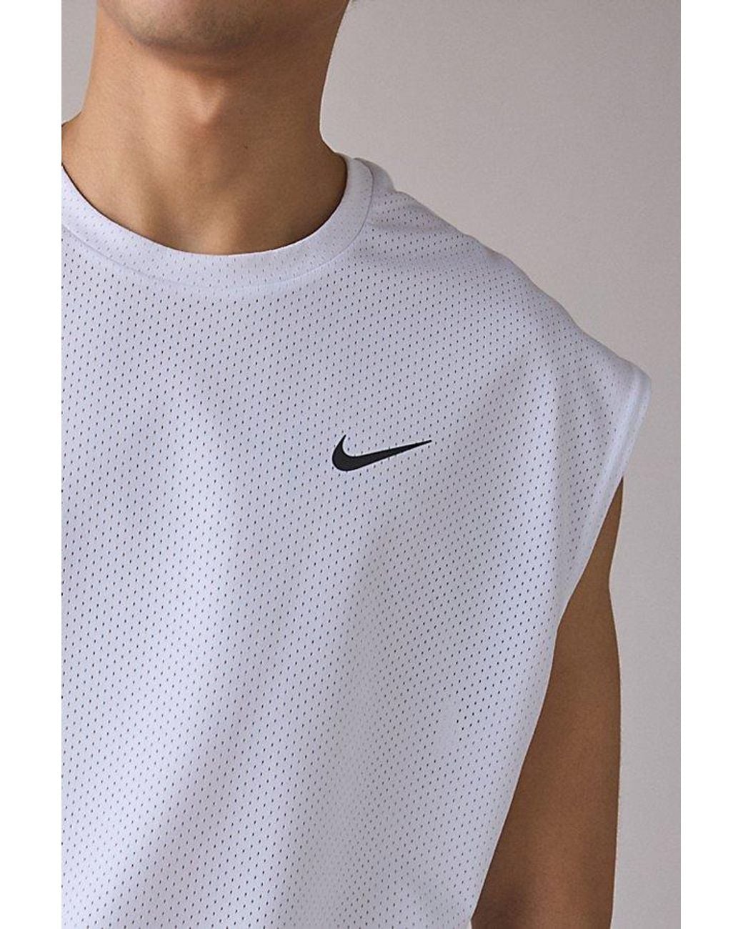 Nike White Cropped Mesh Tank Top for men