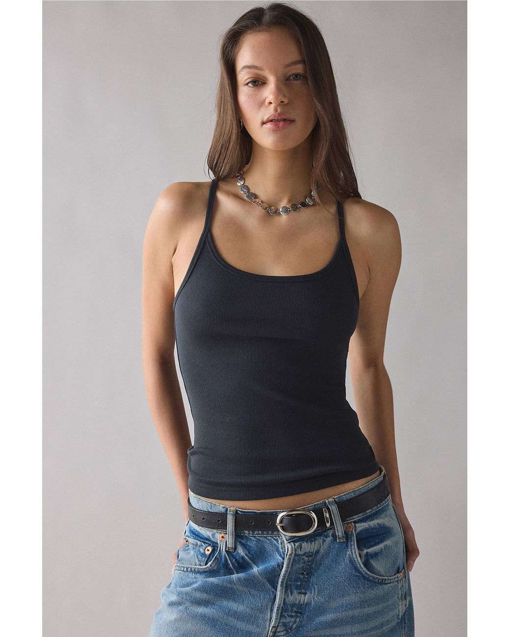 BDG Black Off Duty Ribbed Cami
