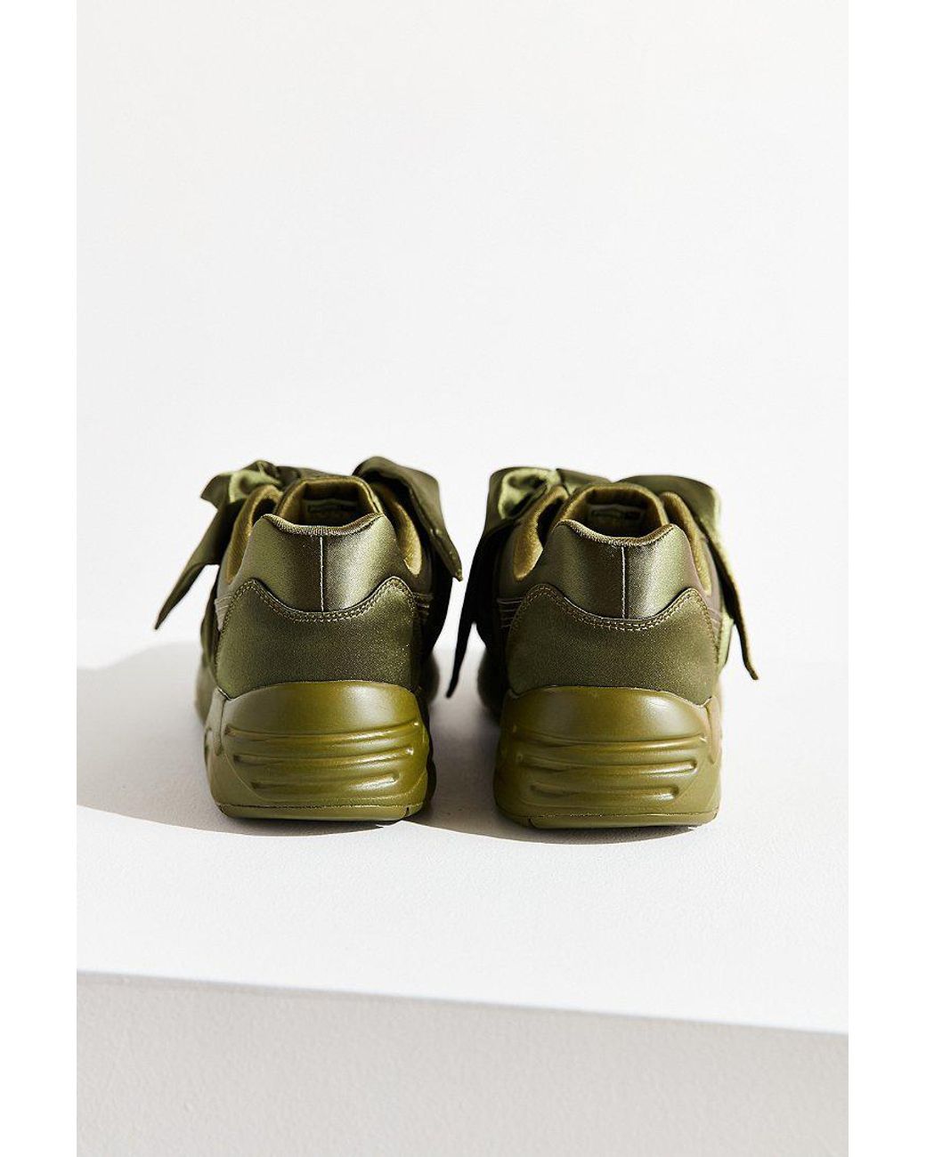 PUMA Satin Fenty By Rihanna Bow Sneaker in Olive Green (Green) | Lyst