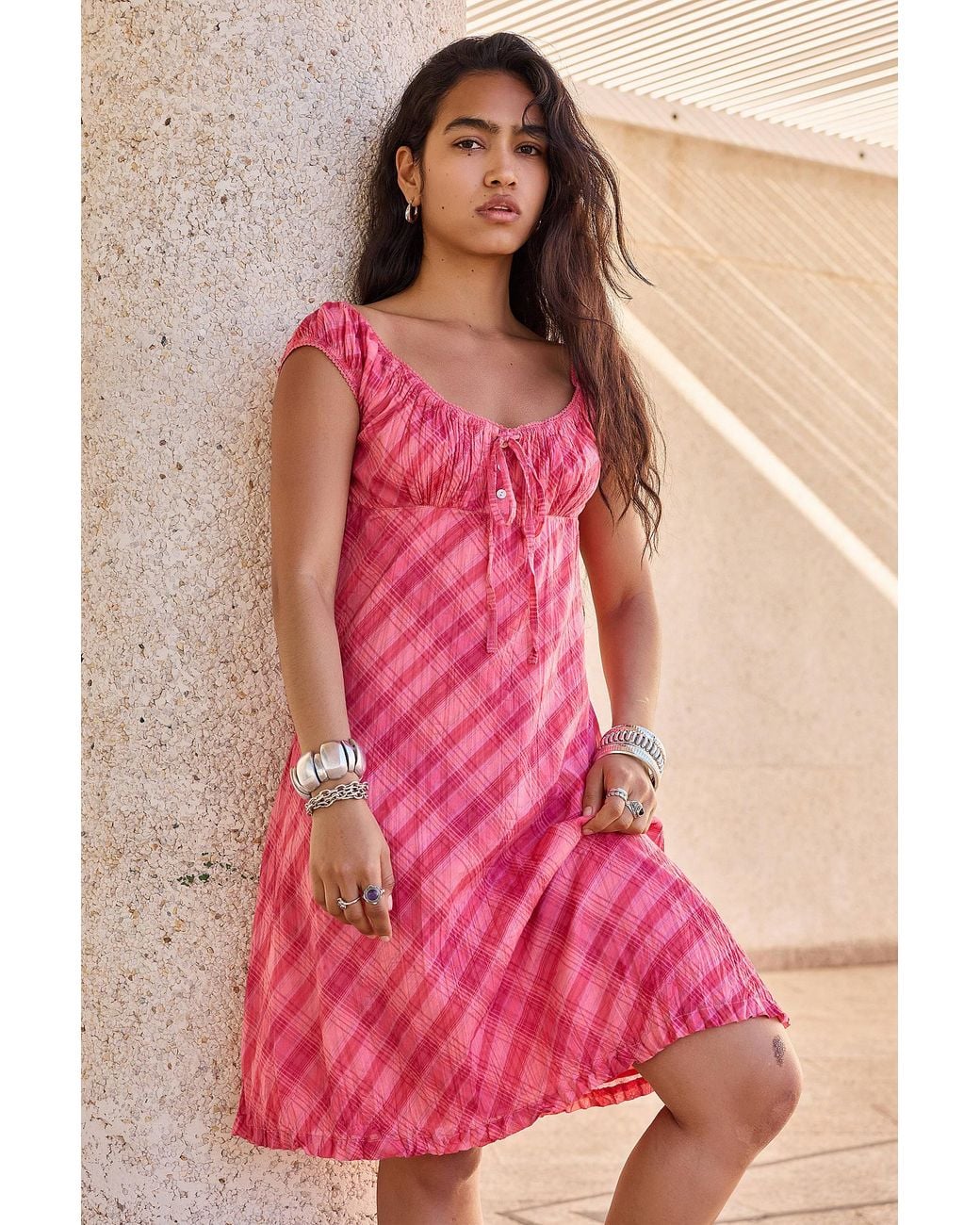BDG Pink Jude Awkward Length Dress