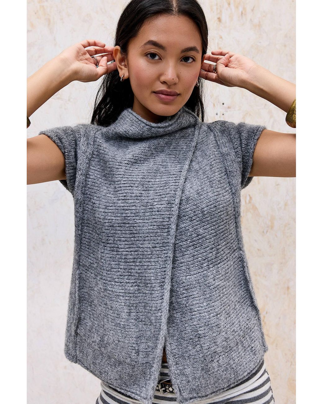 BDG Gray Knit Pea Coat