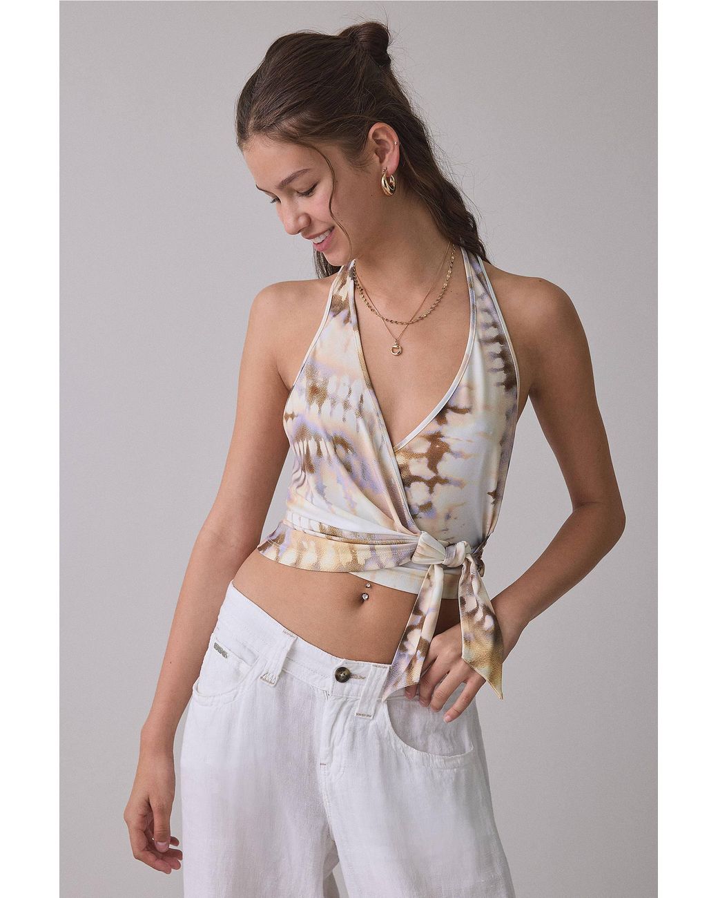 Urban Outfitters Brown Uo Sade Wrap Tank Top