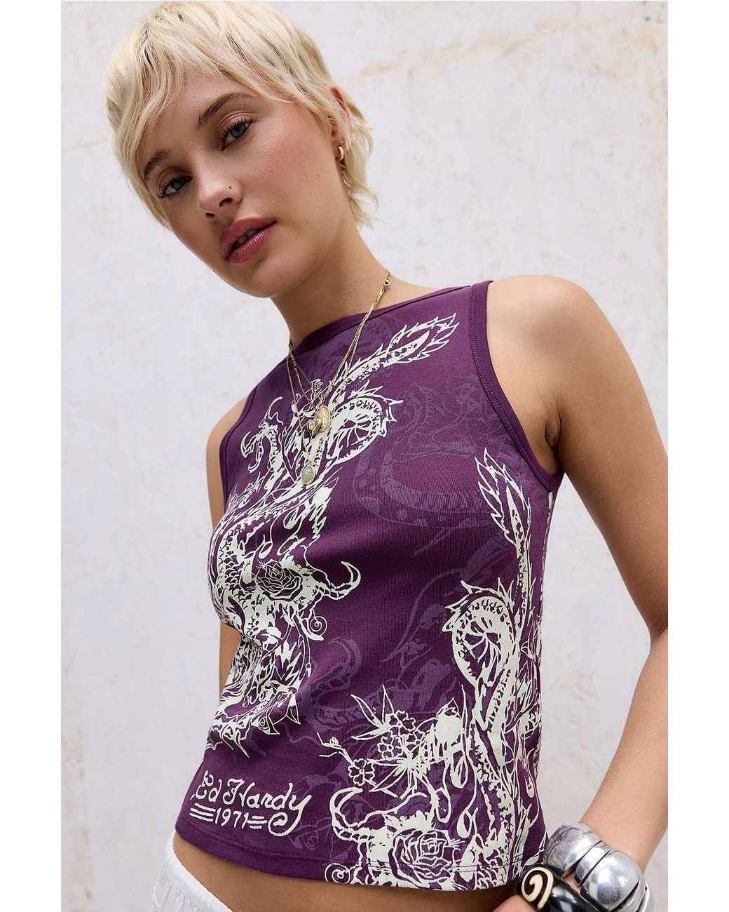 Ed Hardy Dragon Vest Jacket in Purple | Lyst UK