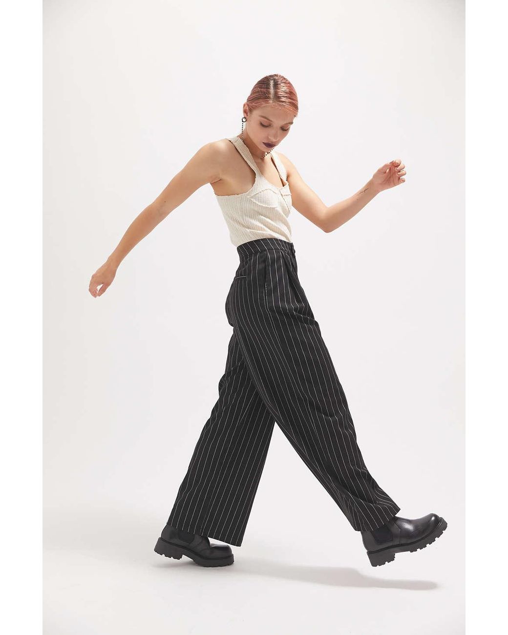 Urban Outfitters Uo Martha Pinstripe Pleated High waisted Trouser