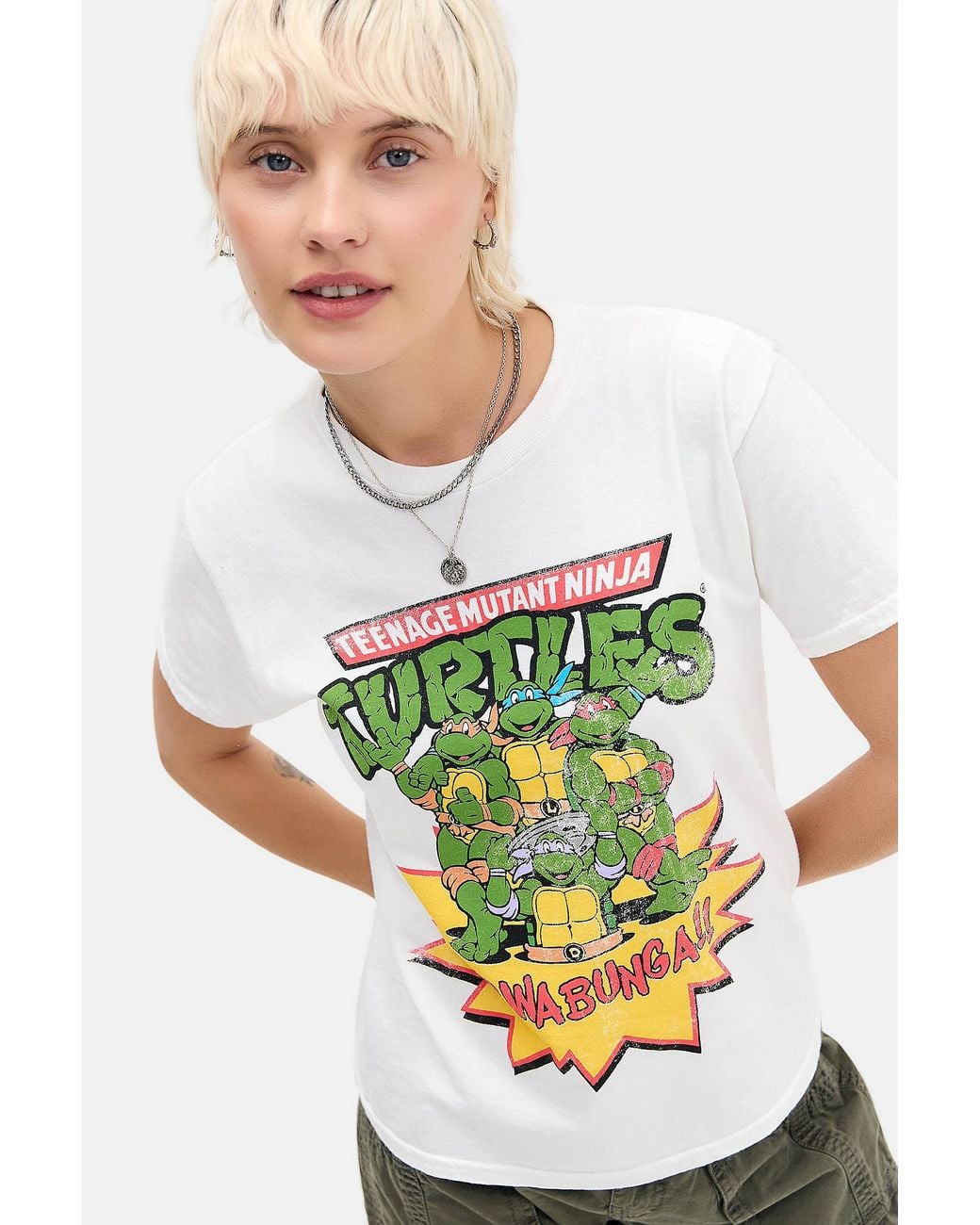 Urban Outfitters White Uo Ninja Turtle Relaxed Graphic Tee