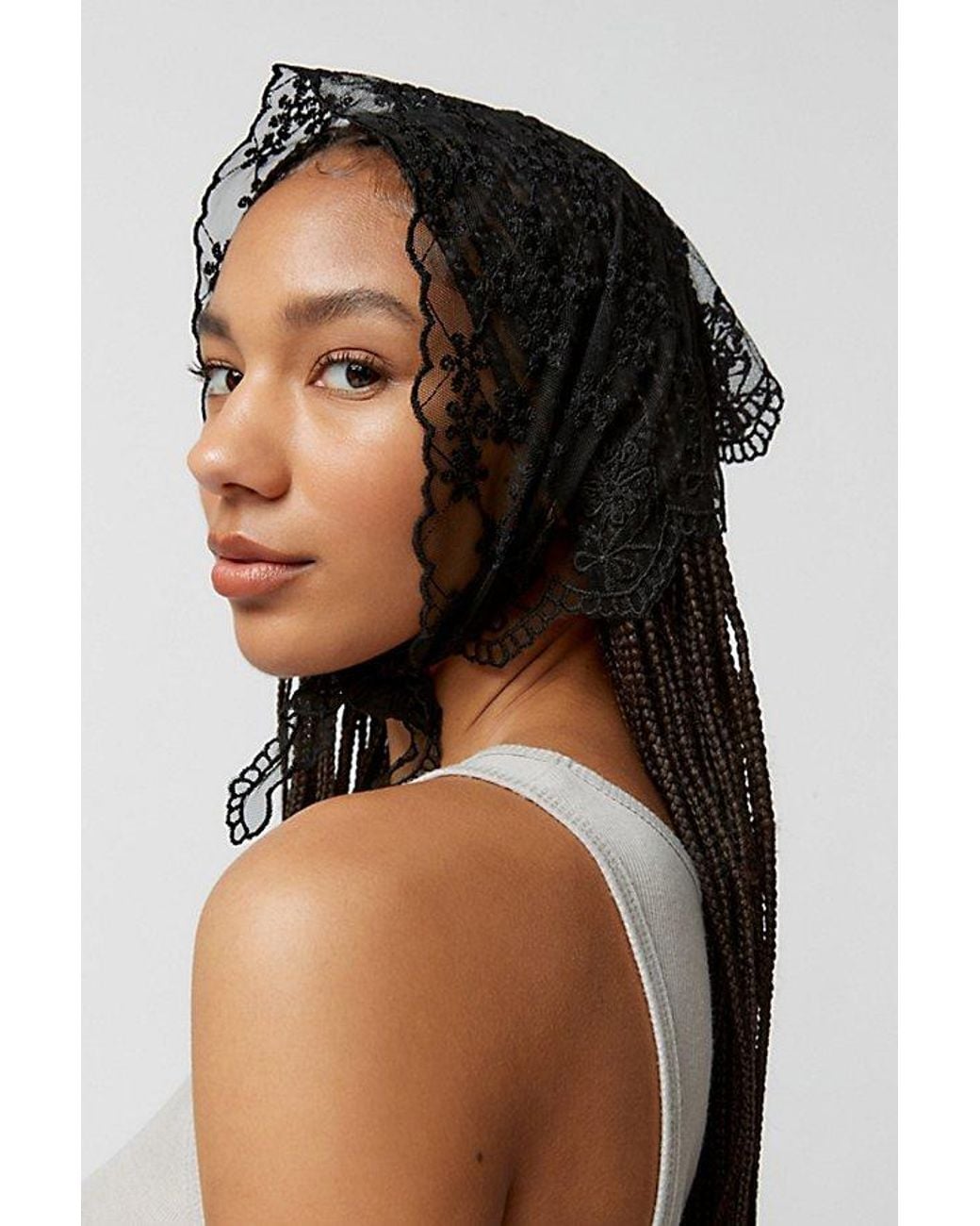 Urban Outfitters Black Soft Lace Headscarf