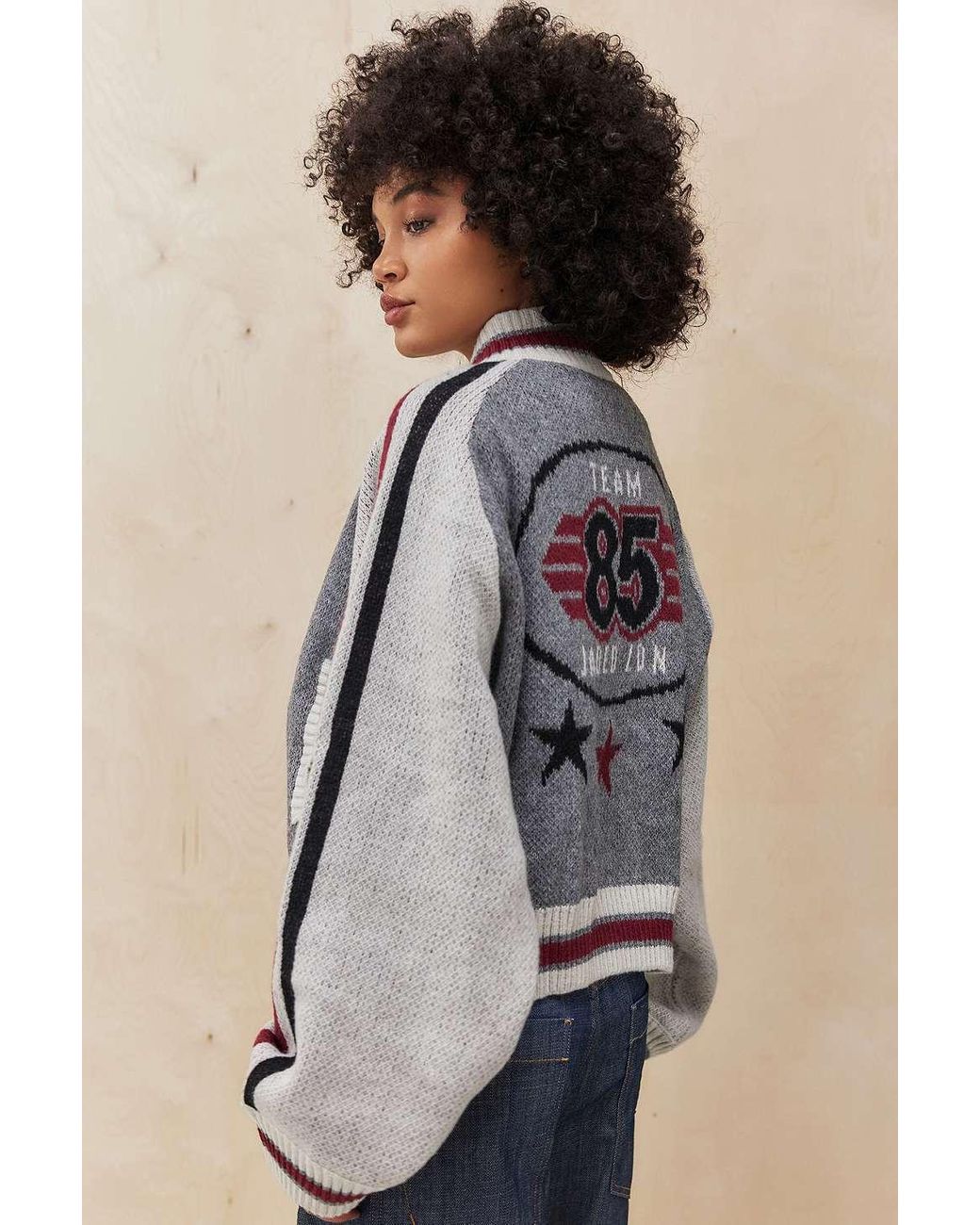 Jaded London Team 85 Knit Jacket in Grey | Lyst UK