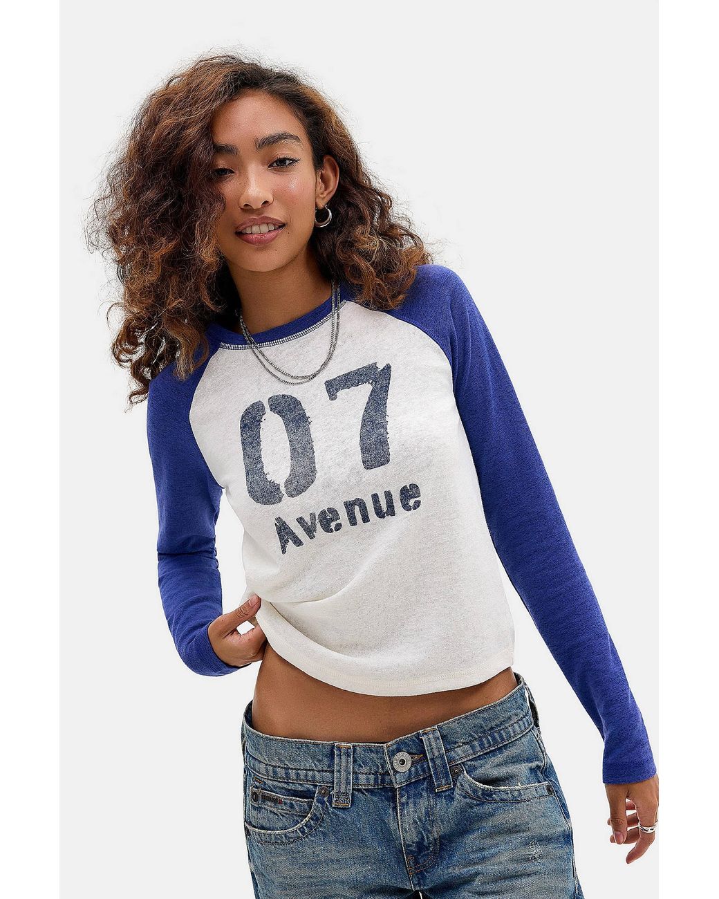 BDG Blue 07 Avenue Slub Raglan Tee