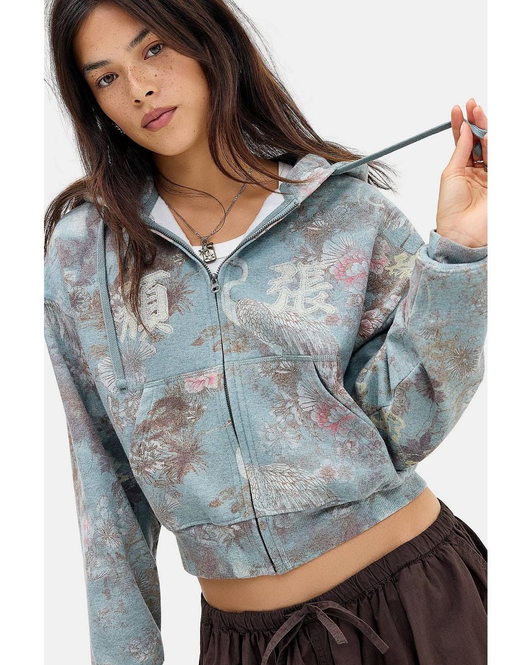 Kimchi Blue Blue Good Luck Asiatic Zip-through Hoodie