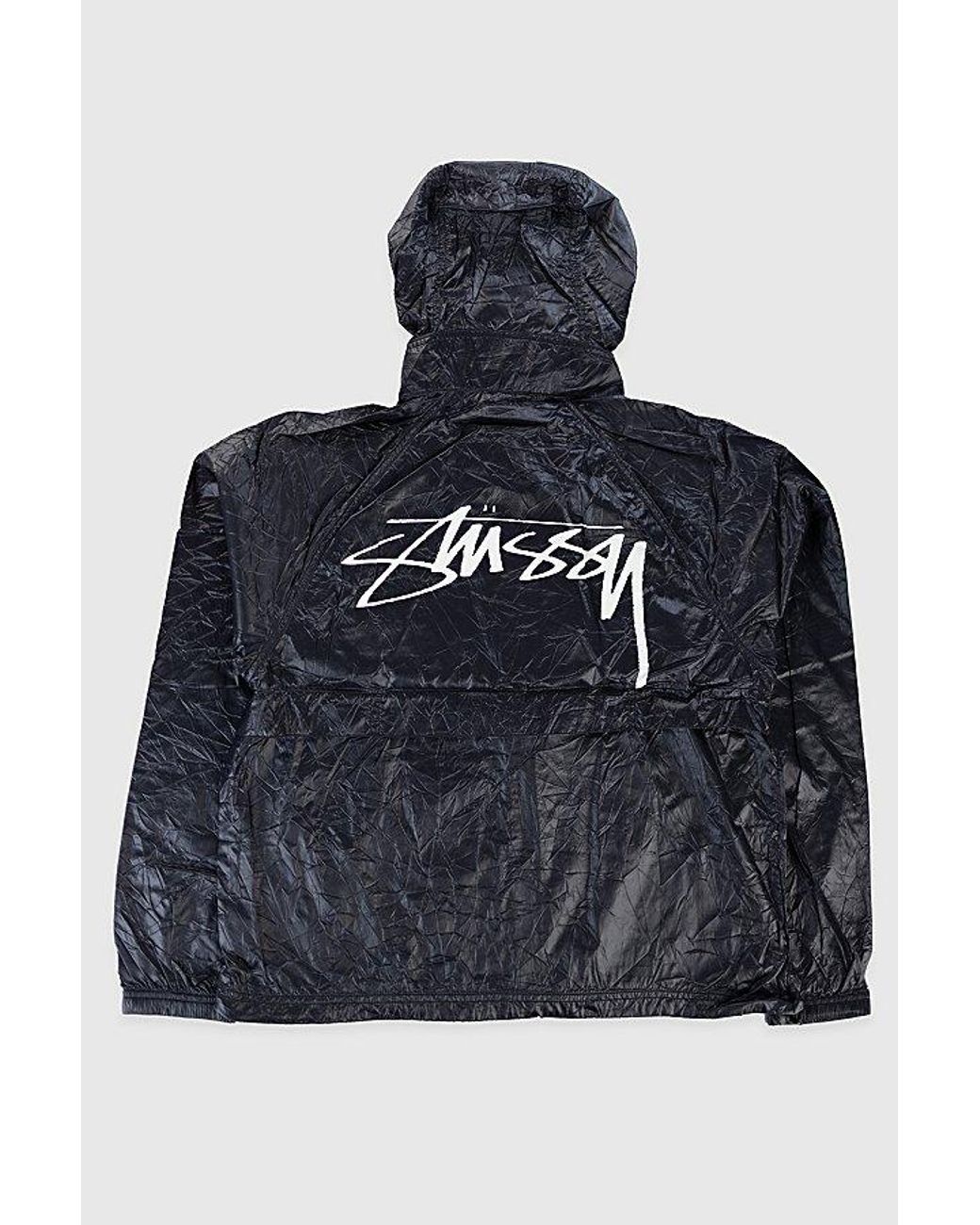 Stussy Black Wrinkled Beach Shell Jacket for men