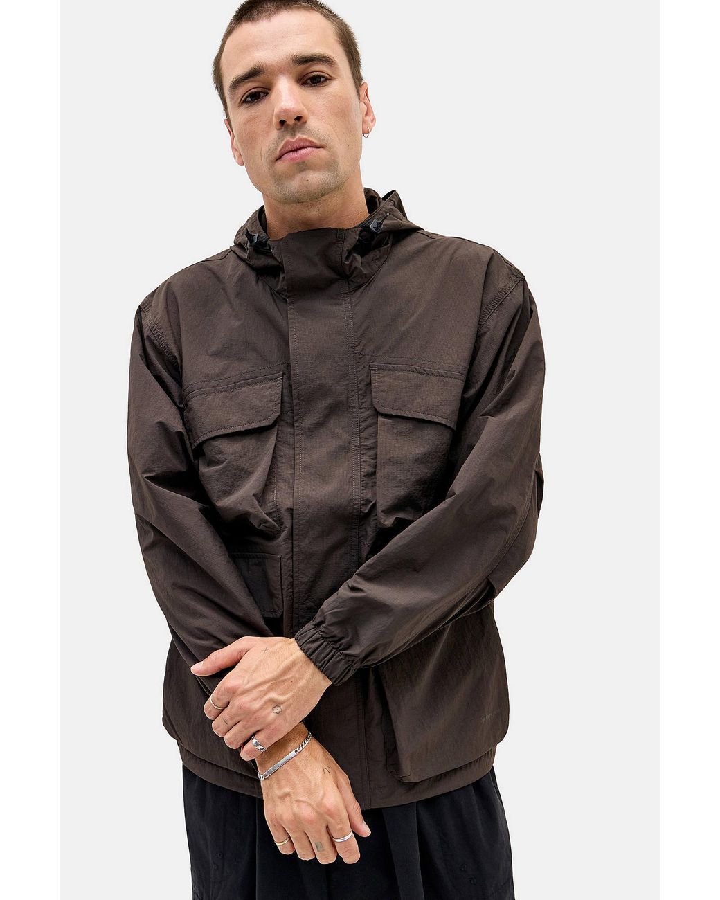 Snow Peak Black Brown Nylon Double Rip Anorak for men