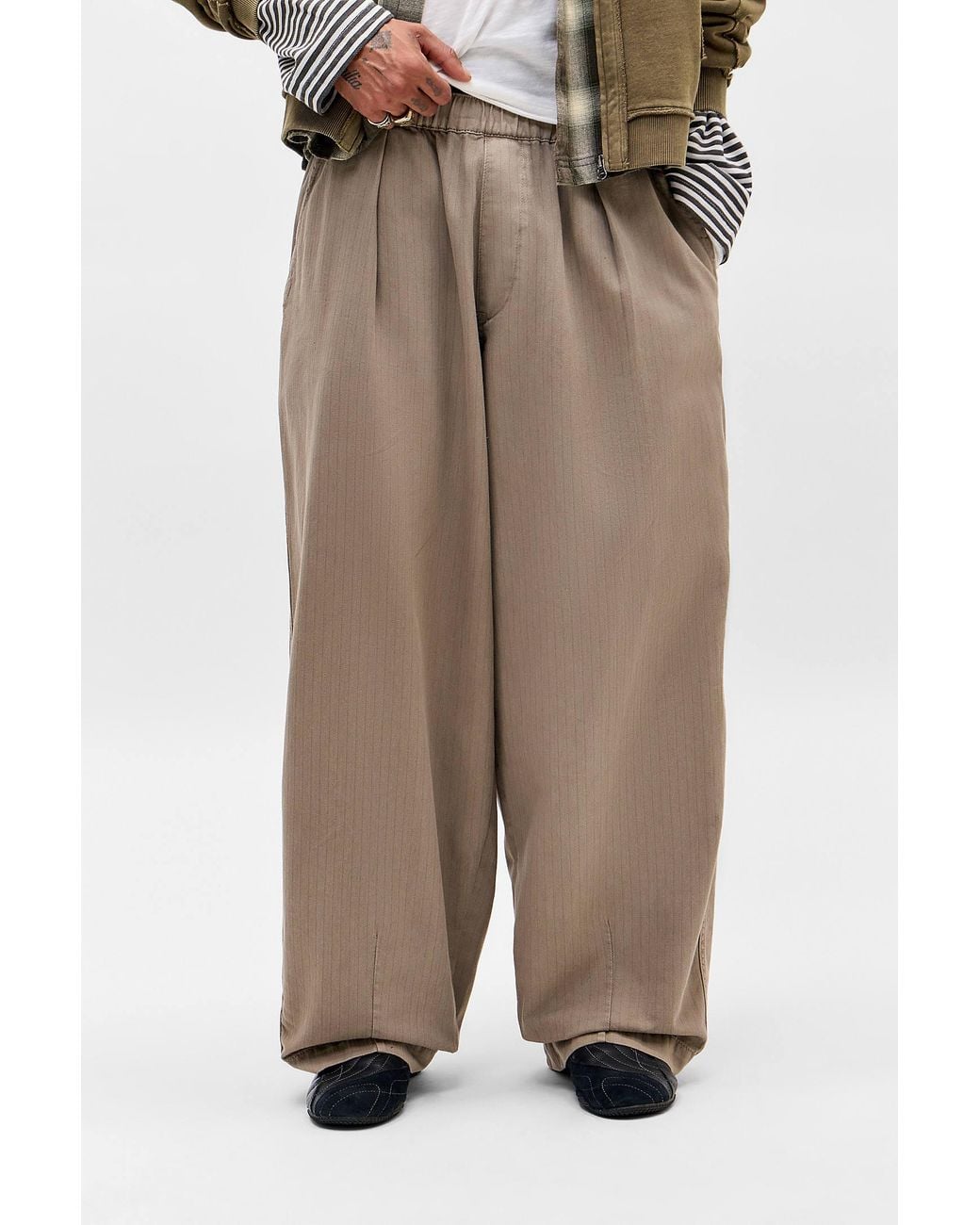BDG Natural Stripe Bobbi Baggy Cocoon Trousers for men