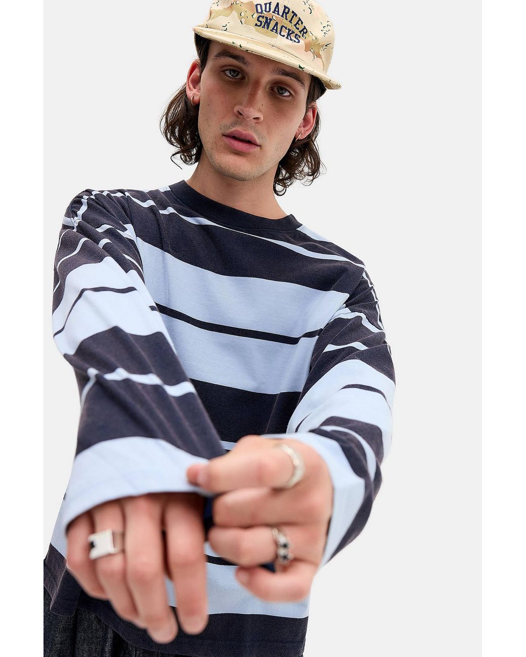 iets frans Blue Rocky Stripe Long Sleeve T-shirt for men