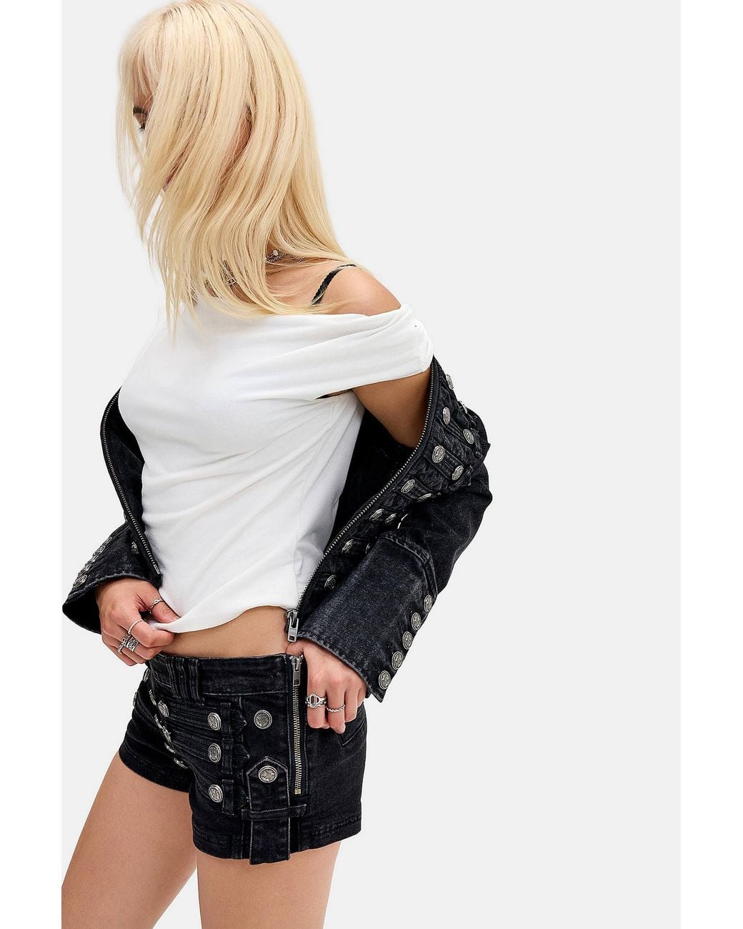 Minga Black Hilda Low-rise Denim Shorts