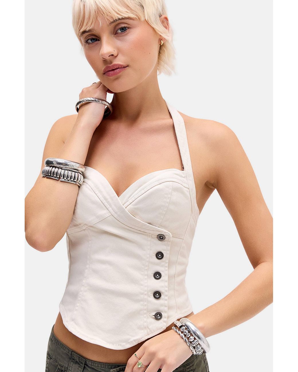BDG White Marceline Halter Top