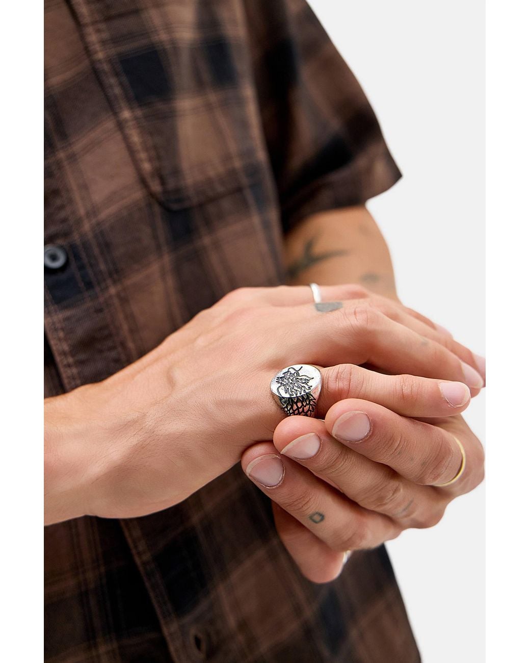 Urban Outfitters Black Uo Dragon Signet Ring for men