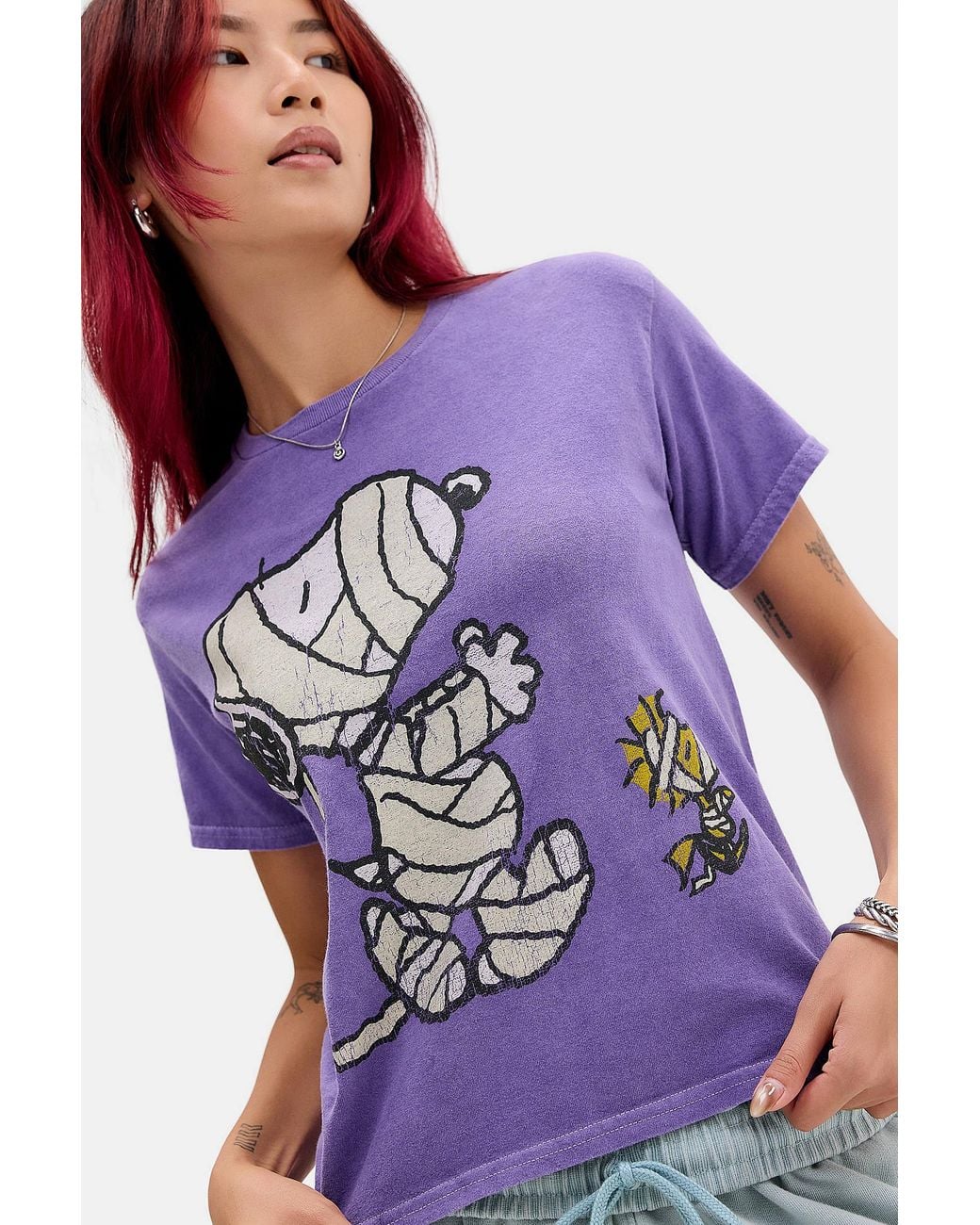 Urban Outfitters Purple Uo Snoopy Halloween Bandage Graphic Tee