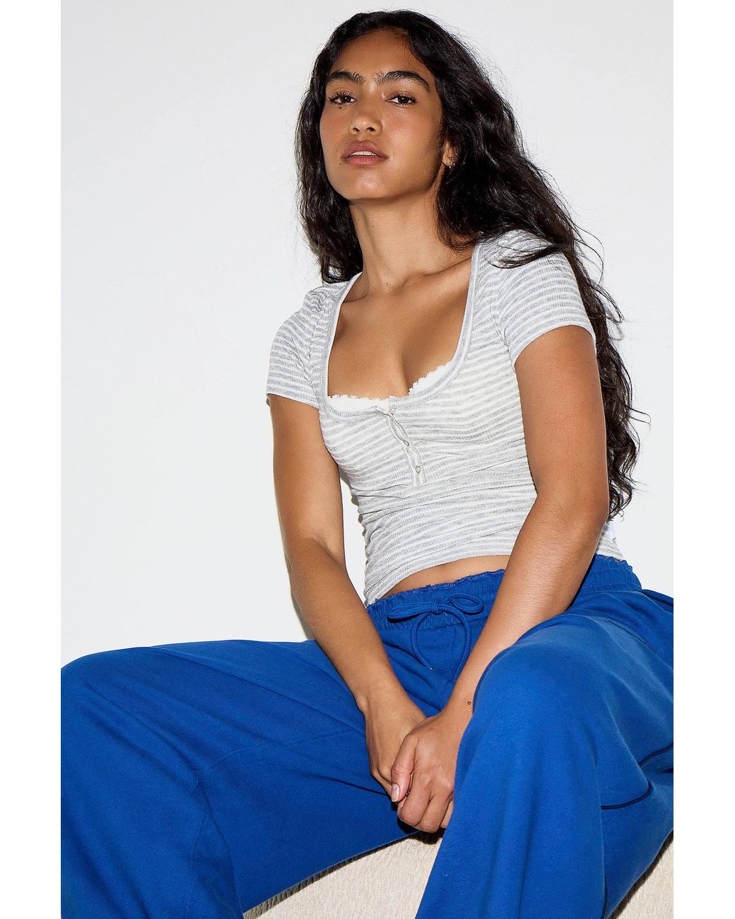 Out From Under Blue Henley Stripe Tee