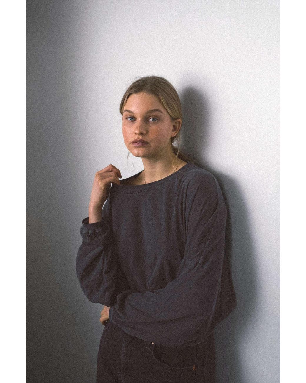 Out From Under Ella Long Sleeve Cropped Tee in Black | Lyst