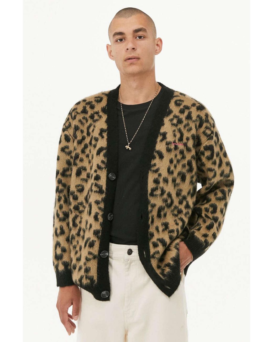 iets frans... Leopard Brushed Cardigan for Men | Lyst
