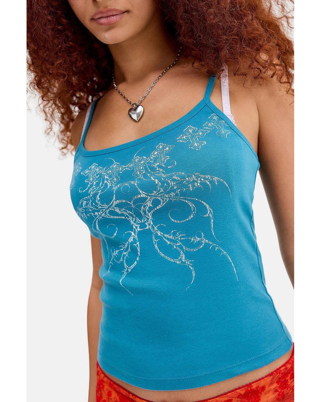 Urban Outfitters Blue Uo Tattoo Grunge Graphic Tank Top
