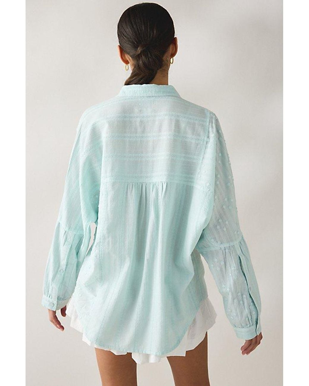 BDG Blue Alex Oversized Cotton Button-Down Shirt