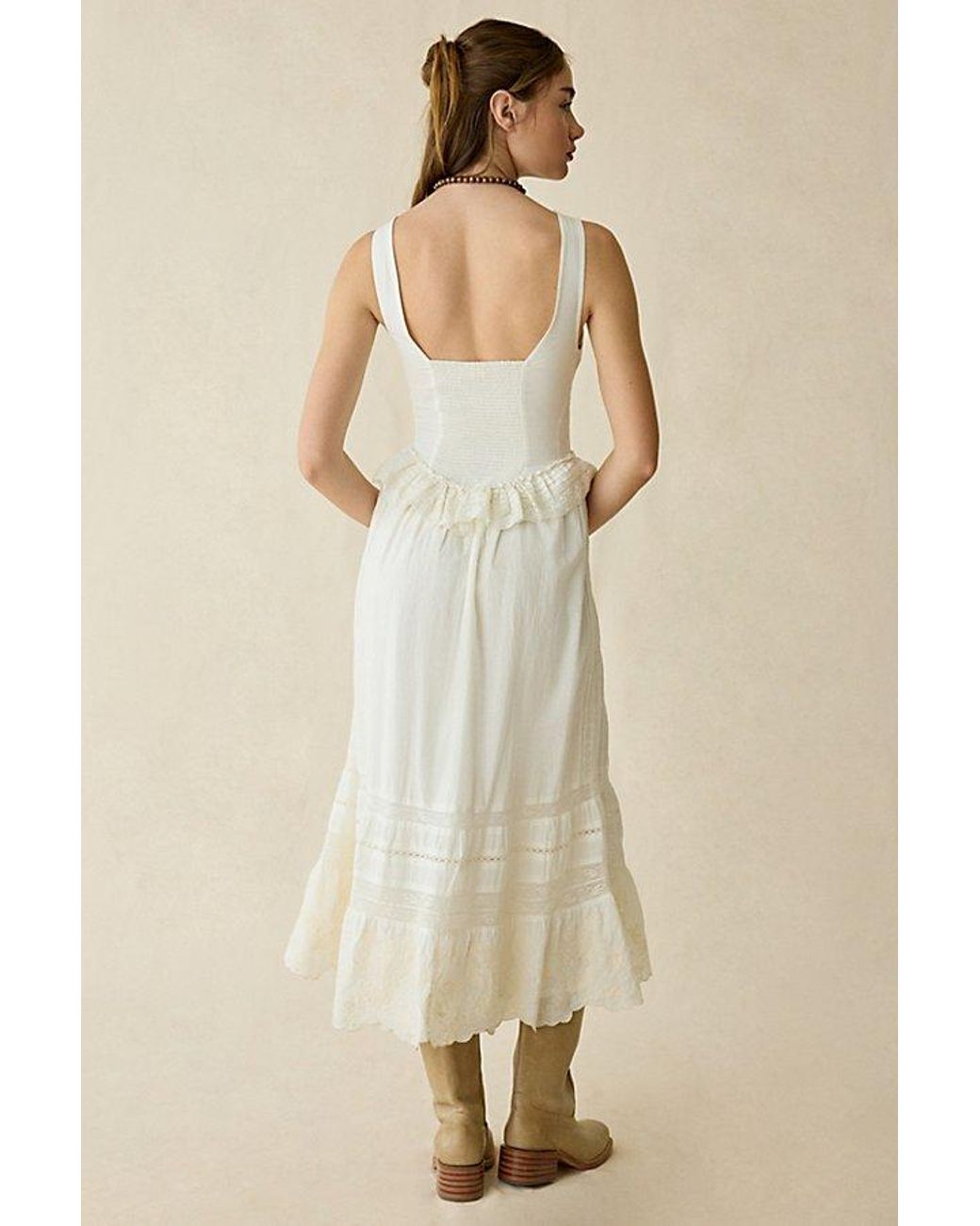 chinese dress ladies Eudora Lace-Up Corset Midaxi Dress with Split in Soft Pink main image 1