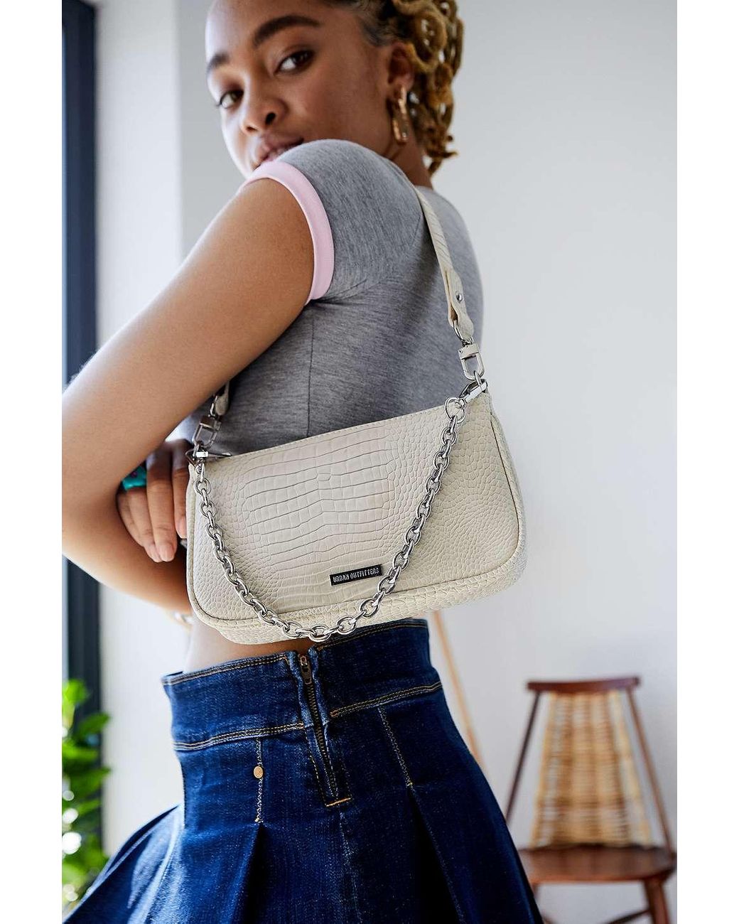 Urban Outfitters Uo Plate Chain Accent Croc Shoulder Bag in Natural Lyst UK