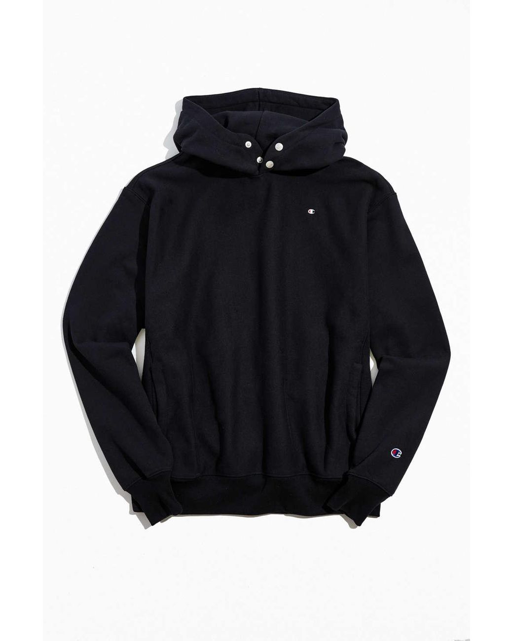 Champion Uo Exclusive Snap Hoodie Classic Sweatshirt in Black for