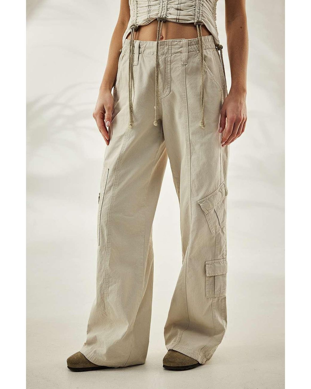 BDG Ecru Y2k Low Rise Cargo Pants in Natural Lyst UK