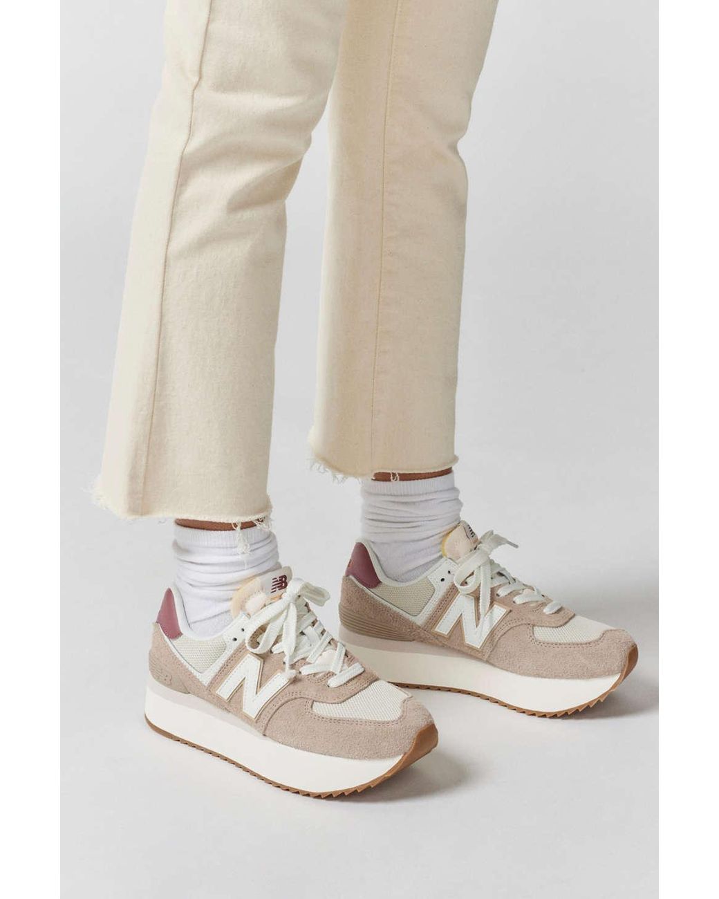 New Balance 574+ Platform Sneaker in White | Lyst