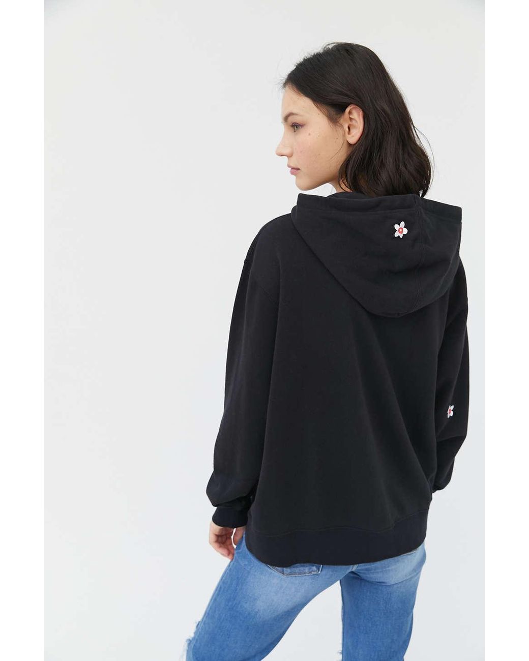 Nike Cotton Embroidered Flower Hoodie Sweatshirt in Black | Lyst